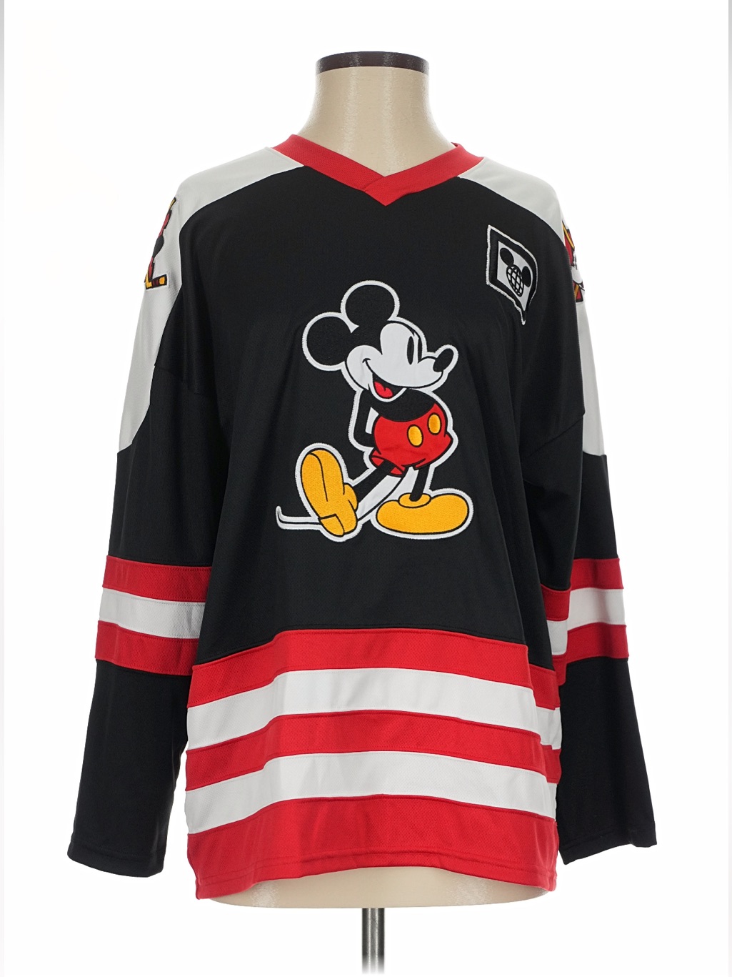 Disney Parks Walt Disney World Wdw Mickey Mouse Black & Red Hockey Jersey